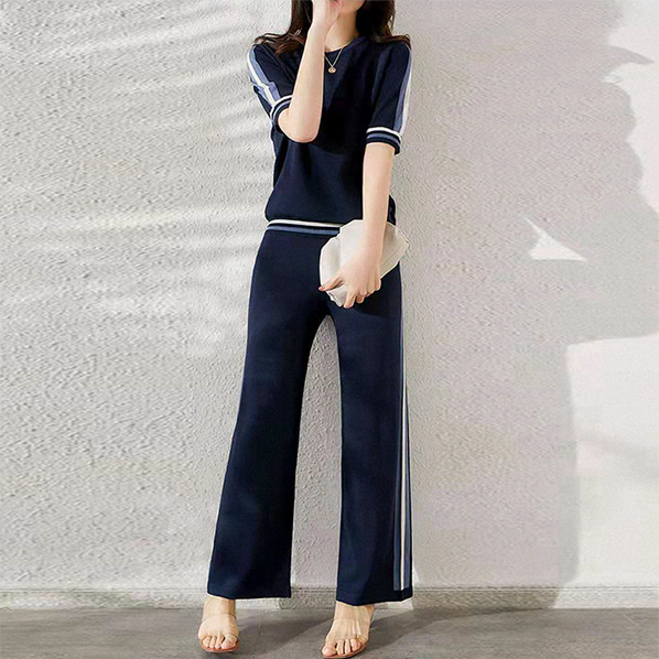 fashion-full-모엔 반팔 니트 & 와이드 팬츠 SET(TIME SALE 20%)♡韓國女裝套裝