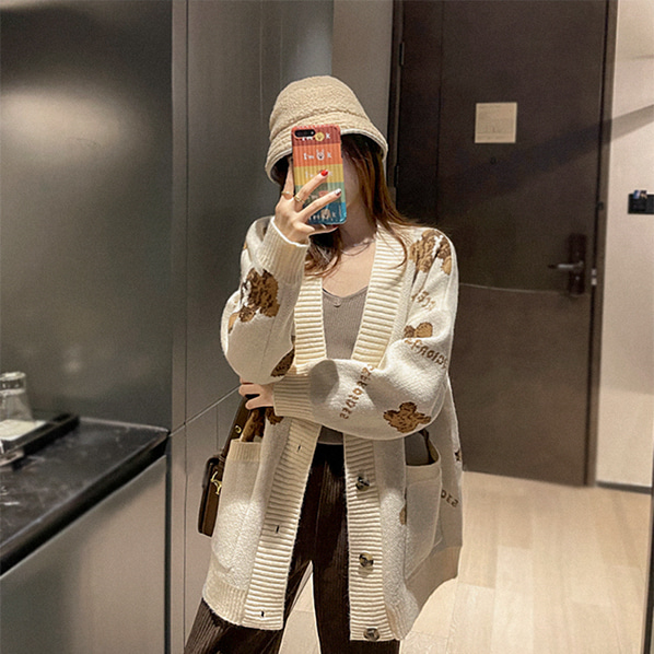 fashion-full-에디 곰돌이 루즈 가디건(TIME SALE 20%)♡韓國女裝外套