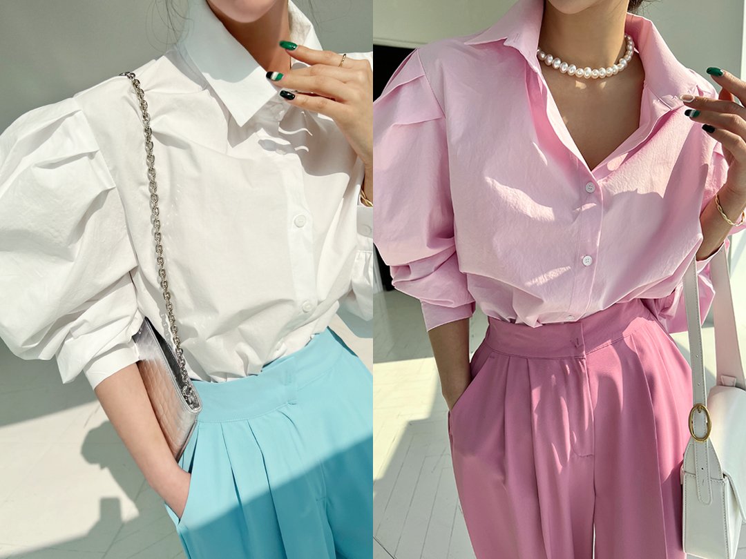 naning9-윈티스 퍼프벌룬셔츠(D02)♡韓國女裝上衣