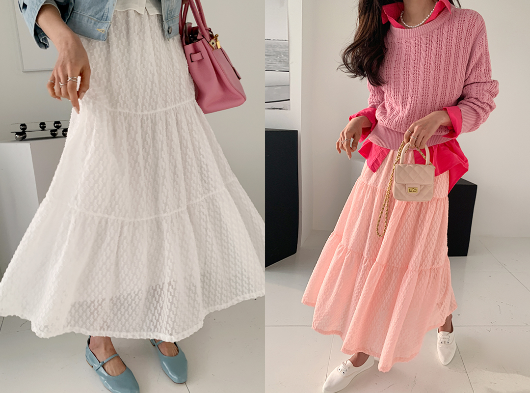naning9-치카버 밴딩레이스스커트(D02)♡韓國女裝裙