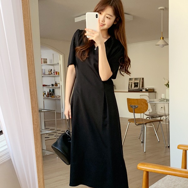 66girls-[LL] 브이핀턱반팔롱OPS♡韓國女裝連身裙