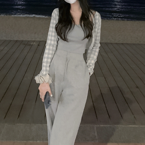 second-edition-미엔투버튼롱밴딩 pants (롱와이드)♡韓國女裝褲
