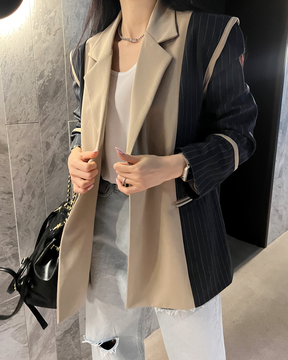 uinme-테리 스트립 자켓 - [ 2color ] - 유인미테리 스트립 자켓 - [ 2color ] - 유인미♡韓國女裝外套