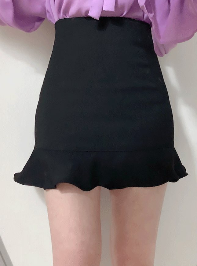 ssomedays-시몬 프릴 미니sk(베이지,블랙)♡韓國女裝裙